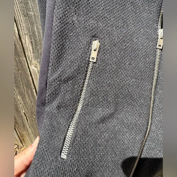 Iro Clever Wool and Lambskin Leather Jacket Charcoal Grey and Black Zip-Up 38/6 - Picture 9 of 13